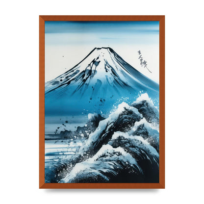 Black Ink Stroke of Mount Fuji on Azure
