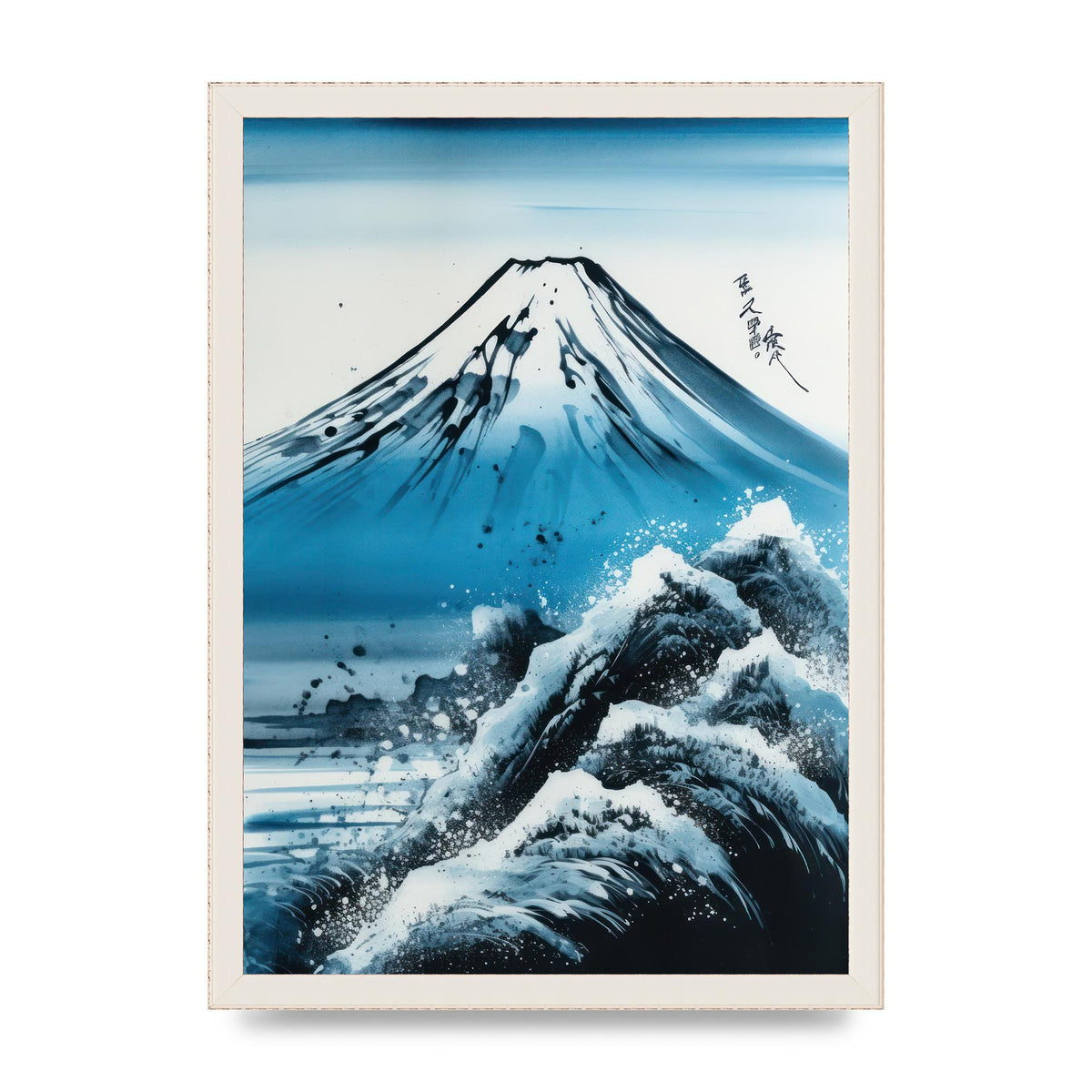 Black Ink Stroke of Mount Fuji on Azure