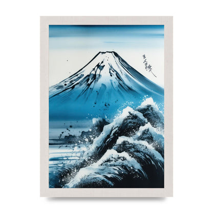 Black Ink Stroke of Mount Fuji on Azure
