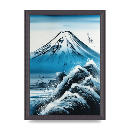 Black Ink Stroke of Mount Fuji on Azure