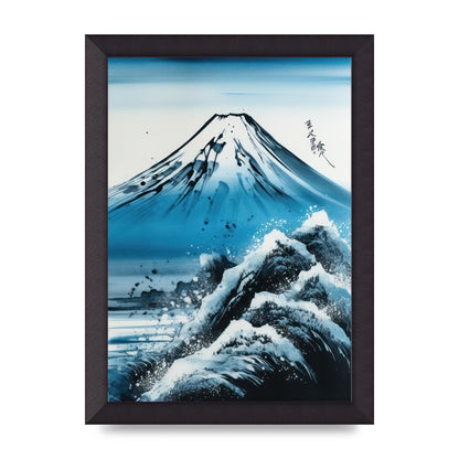 Black Ink Stroke of Mount Fuji on Azure