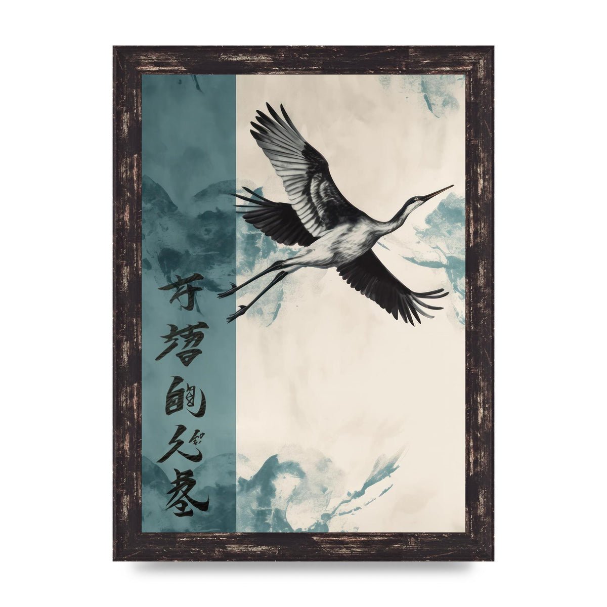 Graceful Crane Soaring in Peaceful Sky
