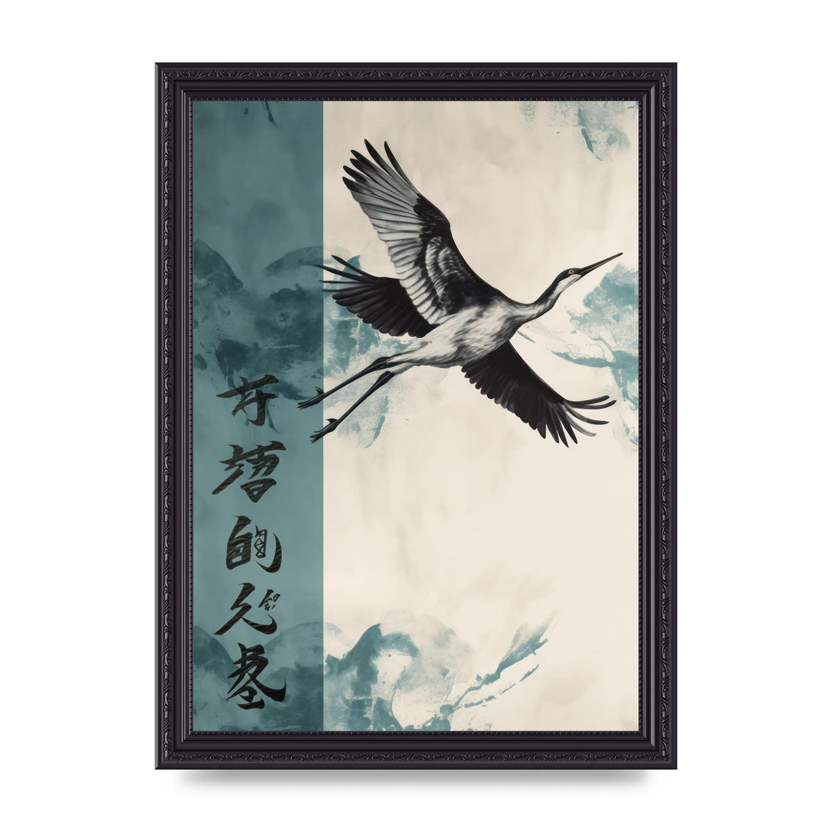 Graceful Crane Soaring in Peaceful Sky