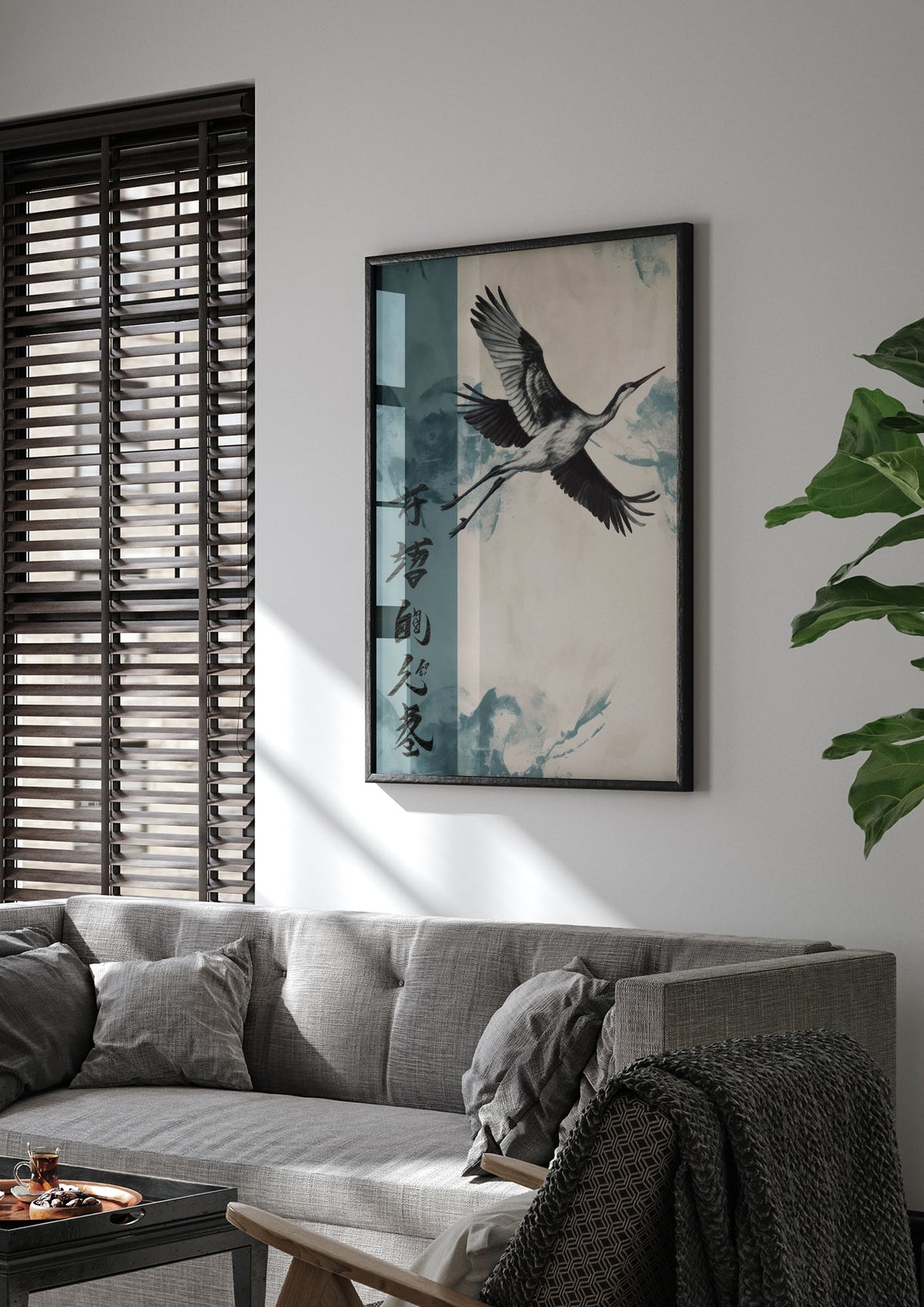 Graceful Crane Soaring in Peaceful Sky