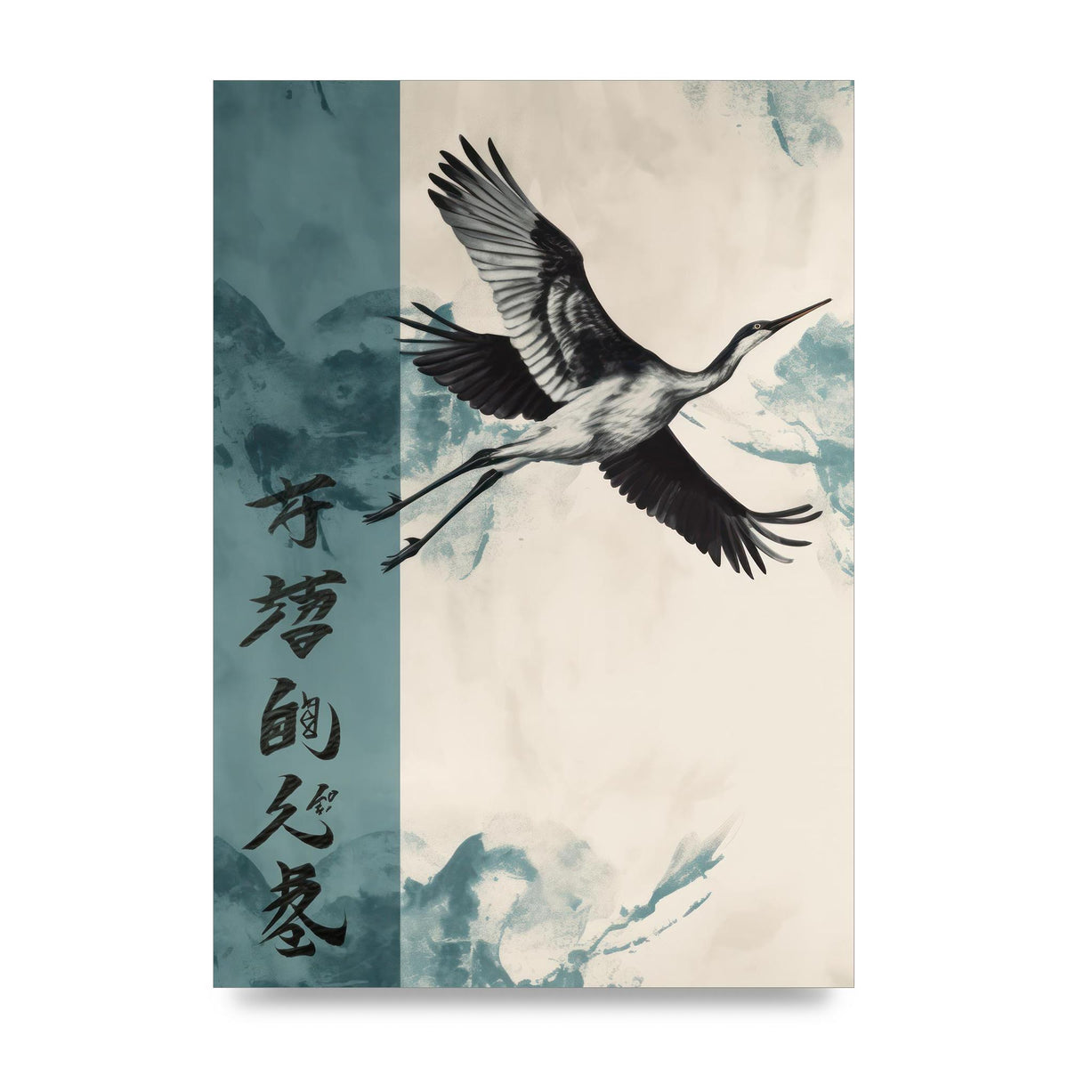 Graceful Crane Soaring in Peaceful Sky