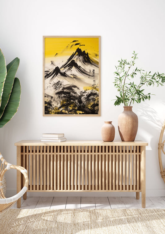 Subtle Black Ink Stroke like Mount Fuji
