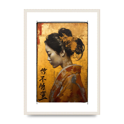 Golden Chrysanthemums on Kimono-clad Woman