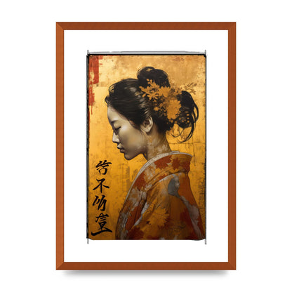 Golden Chrysanthemums on Kimono-clad Woman