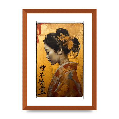 Golden Chrysanthemums on Kimono-clad Woman