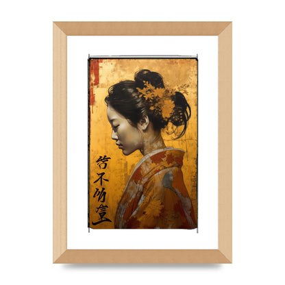 Golden Chrysanthemums on Kimono-clad Woman