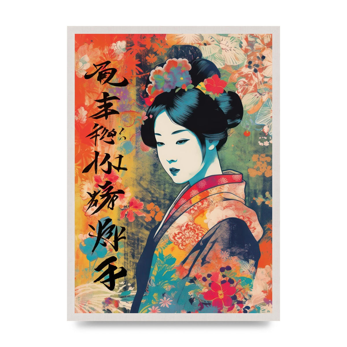 Woman in Kimono Seasonal Transition Print