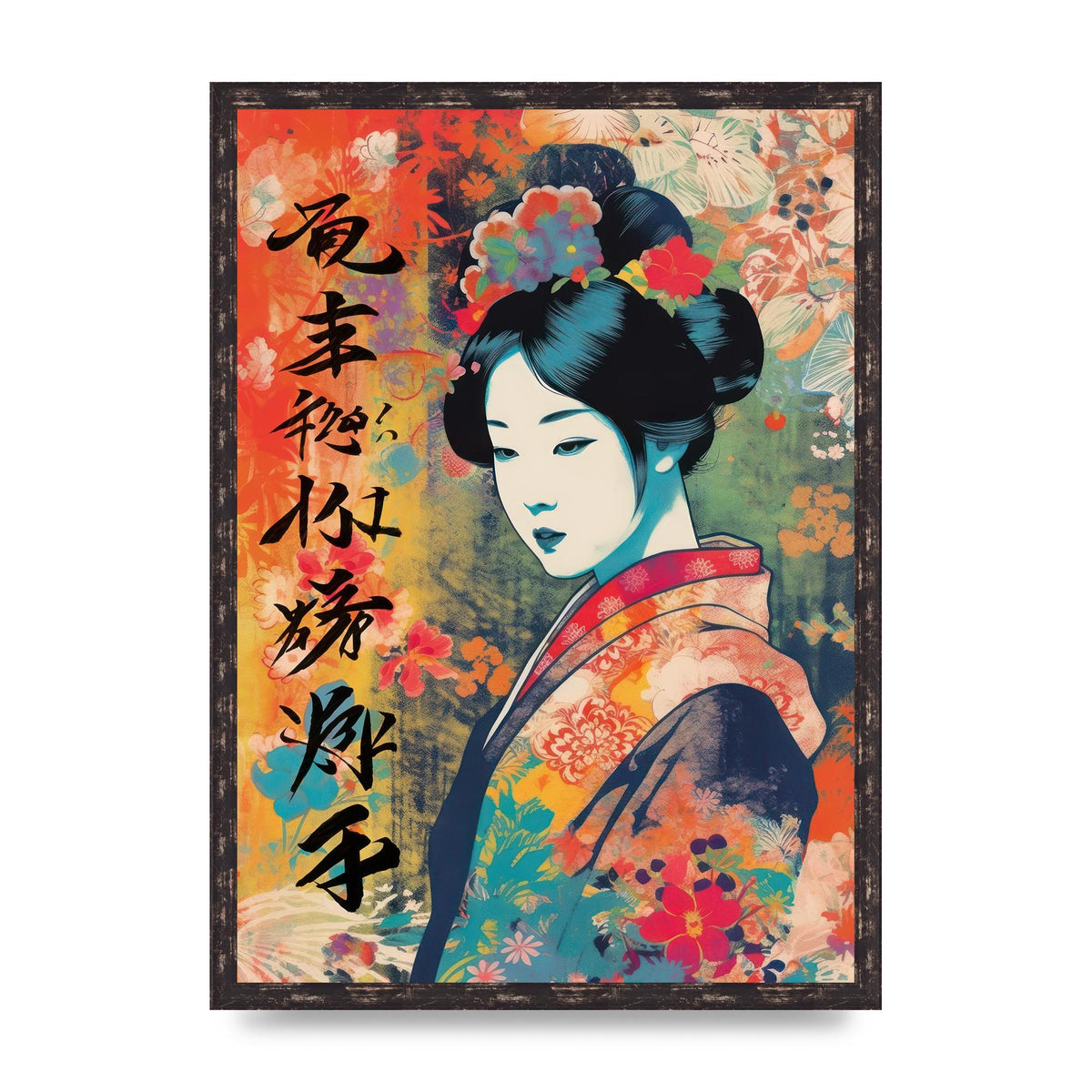 Woman in Kimono Seasonal Transition Print