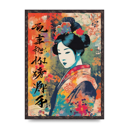 Woman in Kimono Seasonal Transition Print