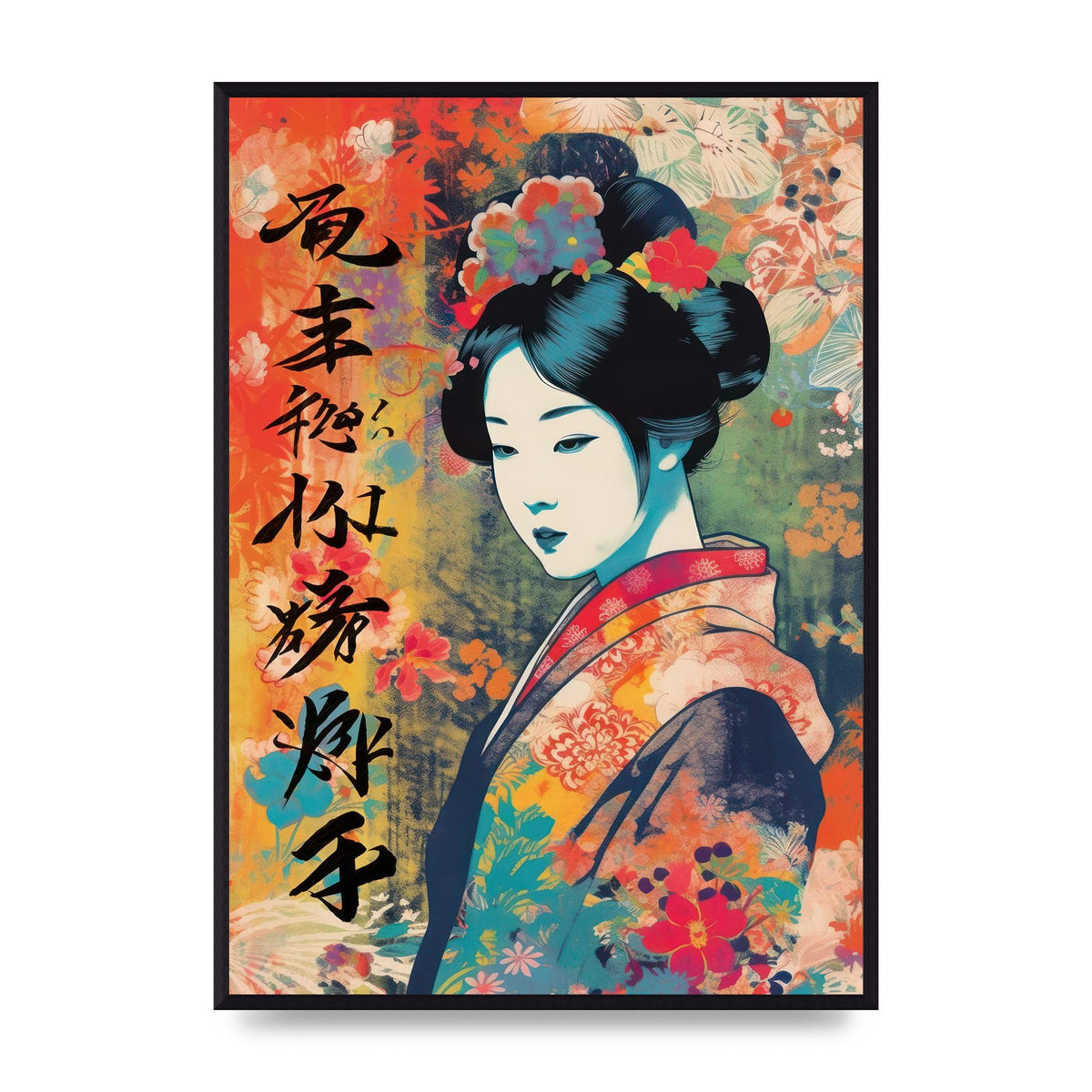 Woman in Kimono Seasonal Transition Print