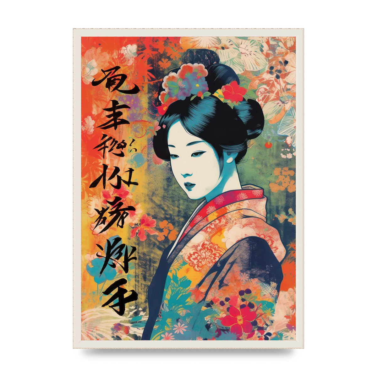 Woman in Kimono Seasonal Transition Print
