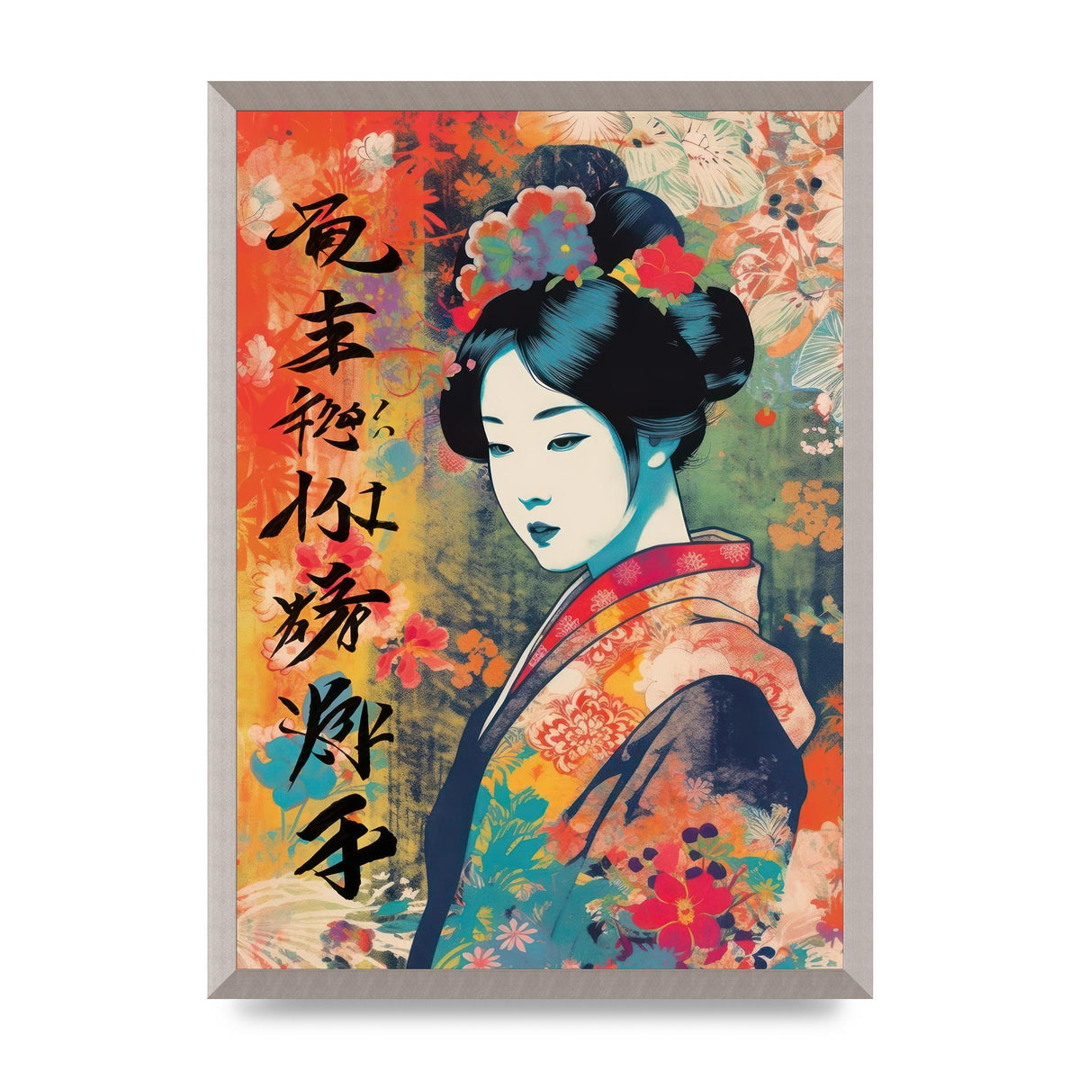Woman in Kimono Seasonal Transition Print