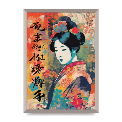Woman in Kimono Seasonal Transition Print