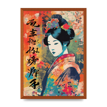 Woman in Kimono Seasonal Transition Print