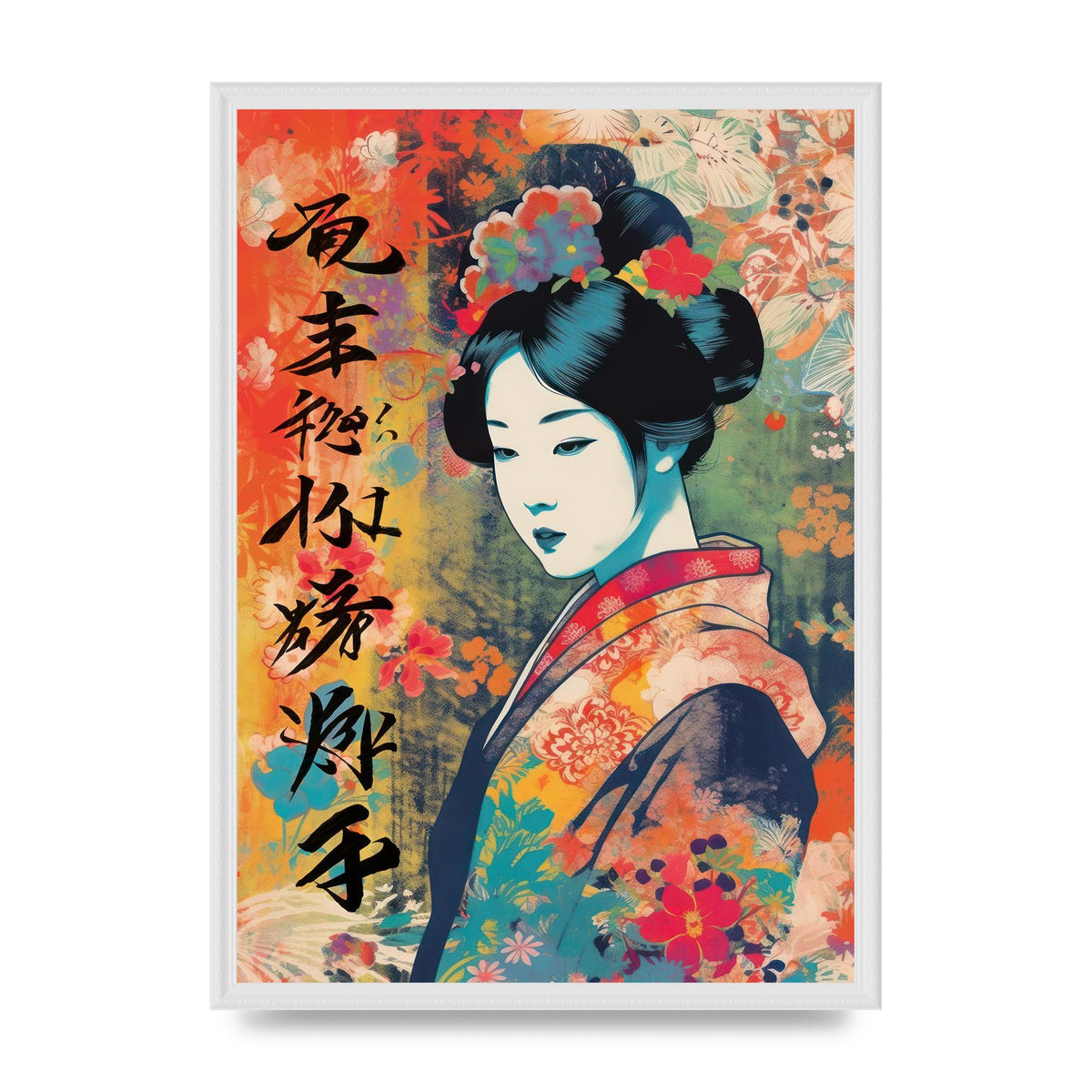 Woman in Kimono Seasonal Transition Print