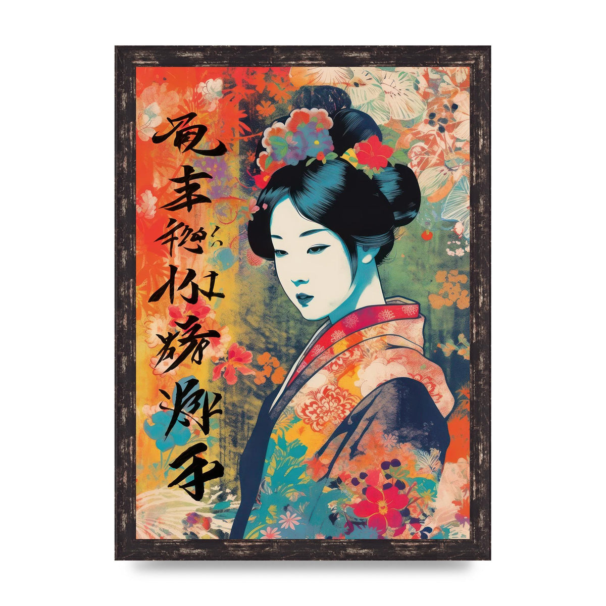 Woman in Kimono Seasonal Transition Print