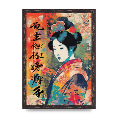 Woman in Kimono Seasonal Transition Print