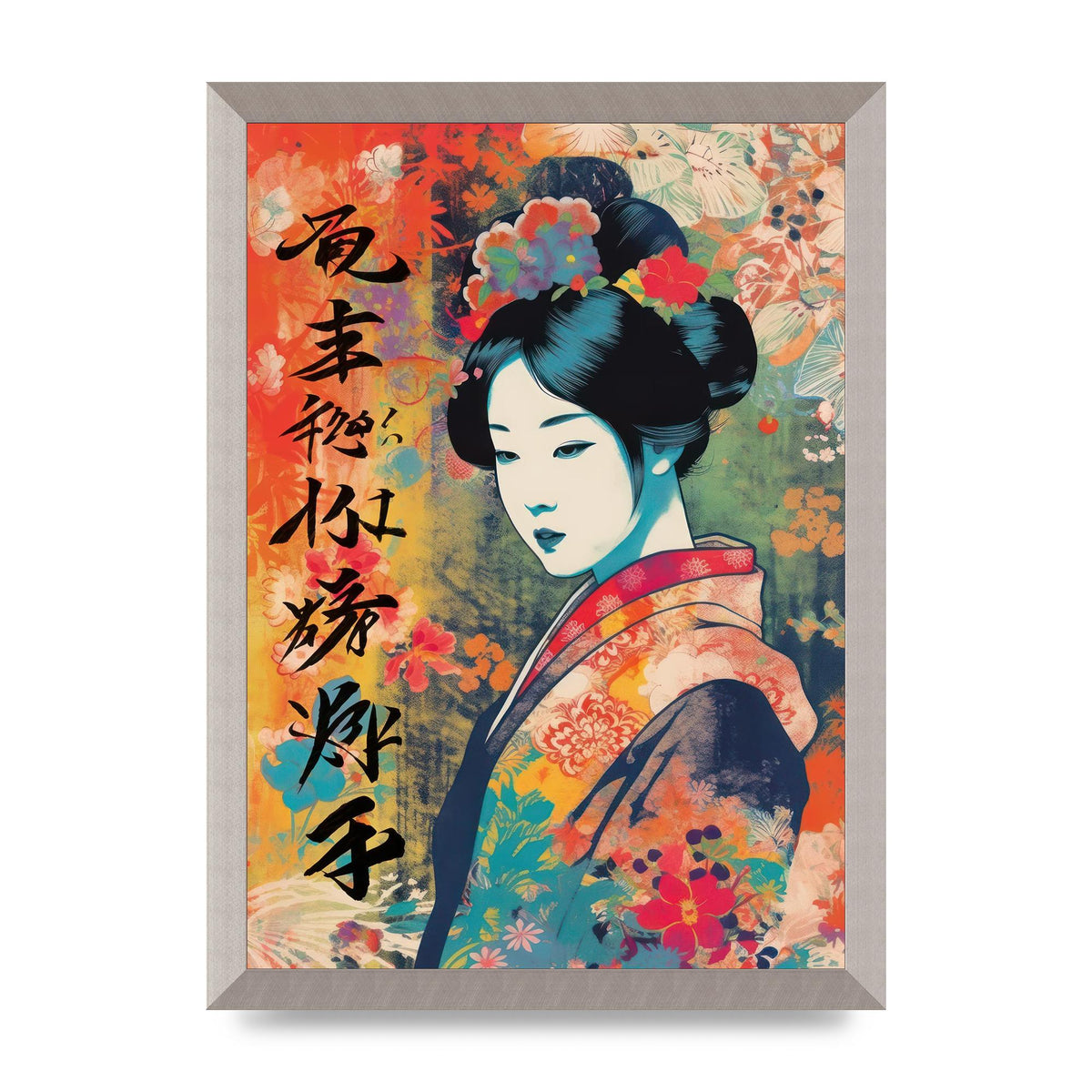 Woman in Kimono Seasonal Transition Print