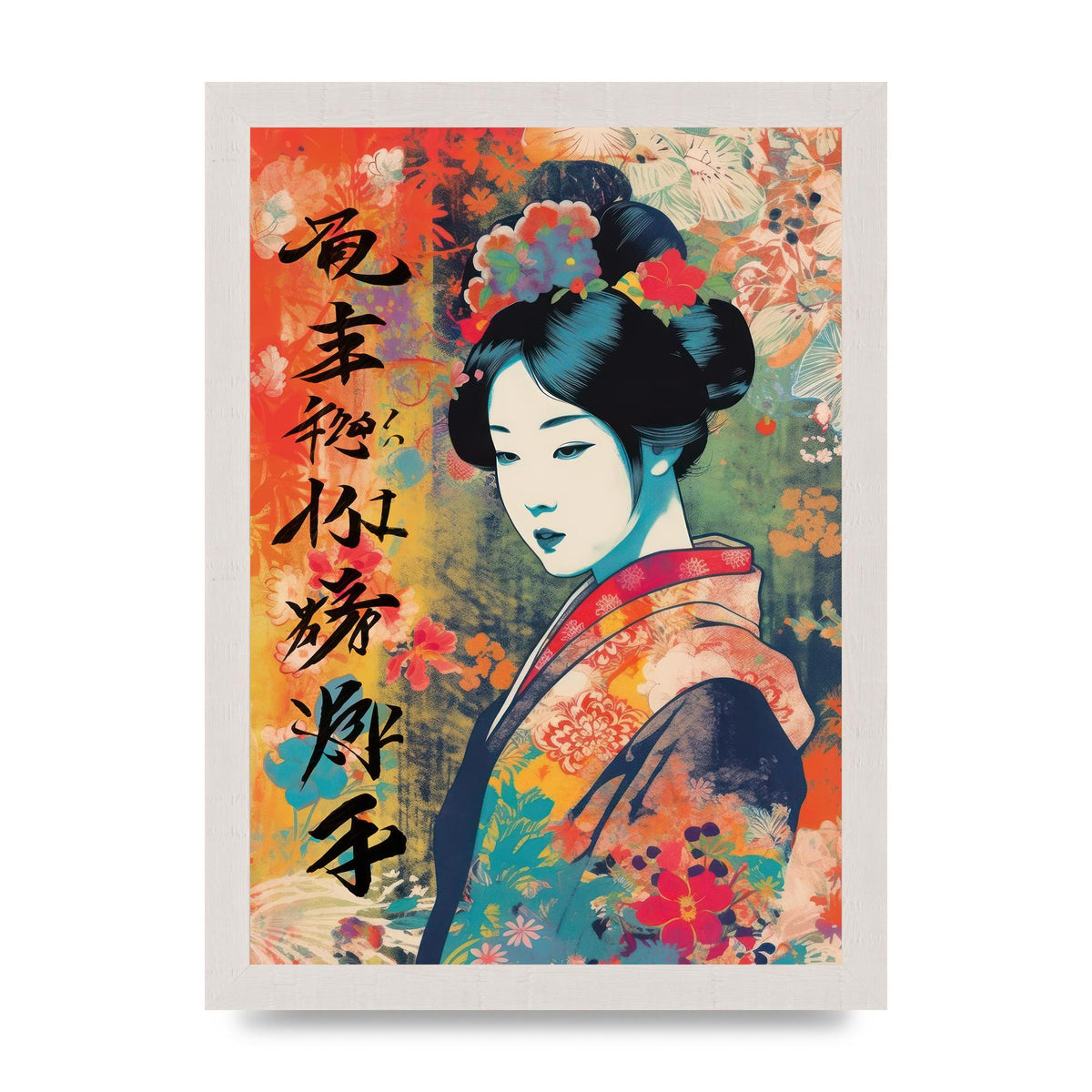 Woman in Kimono Seasonal Transition Print