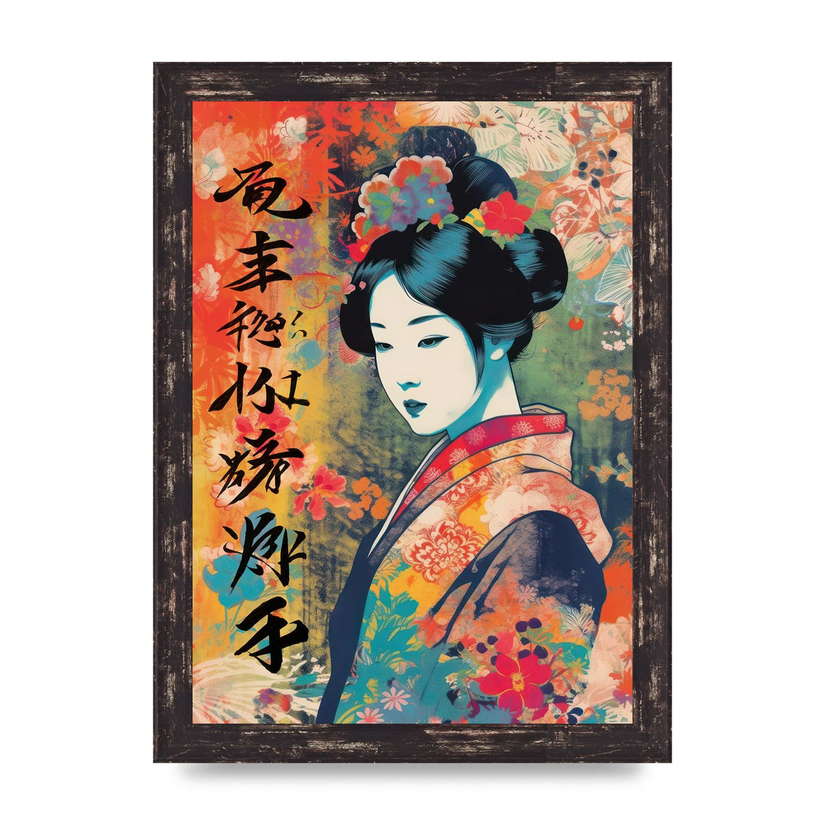 Woman in Kimono Seasonal Transition Print