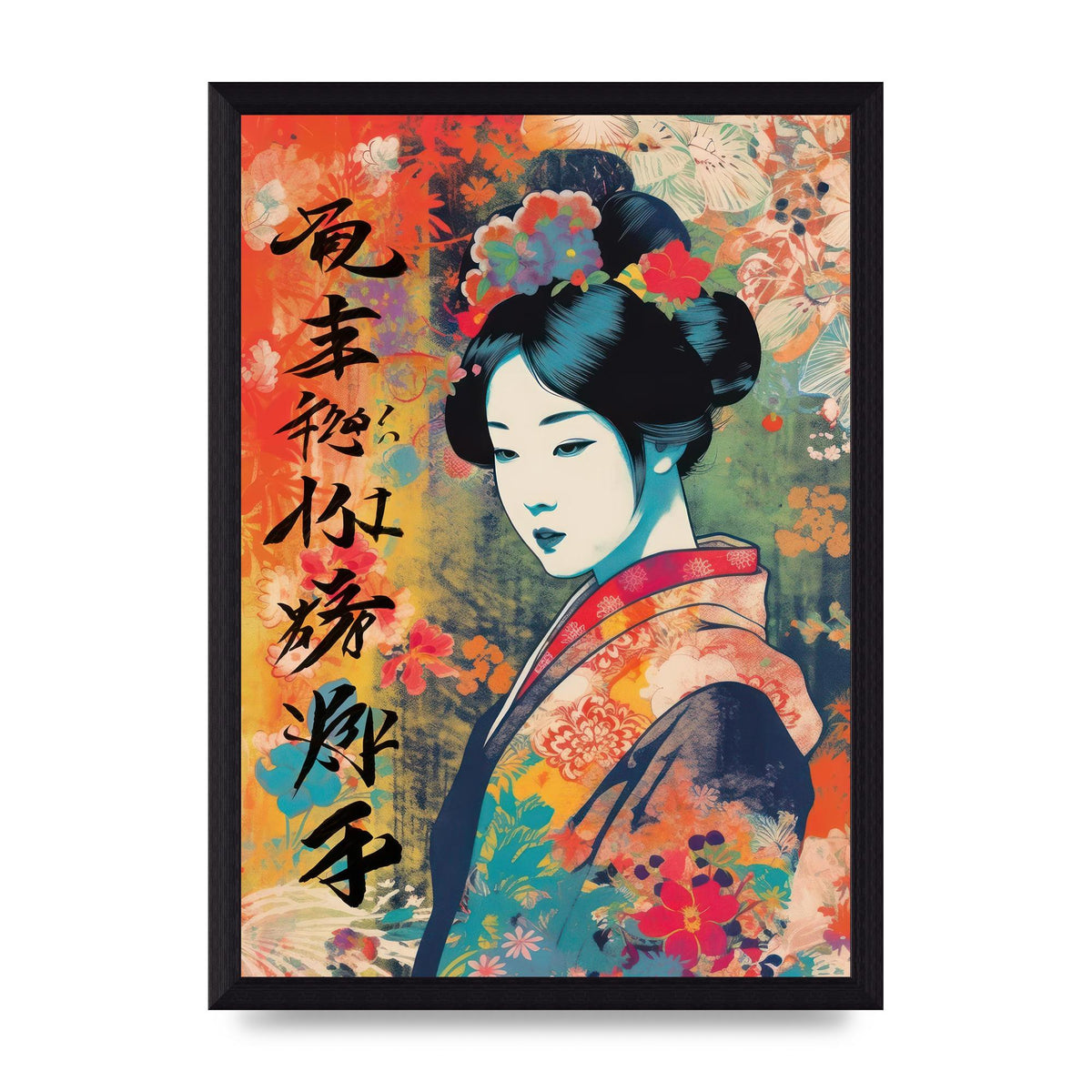 Woman in Kimono Seasonal Transition Print