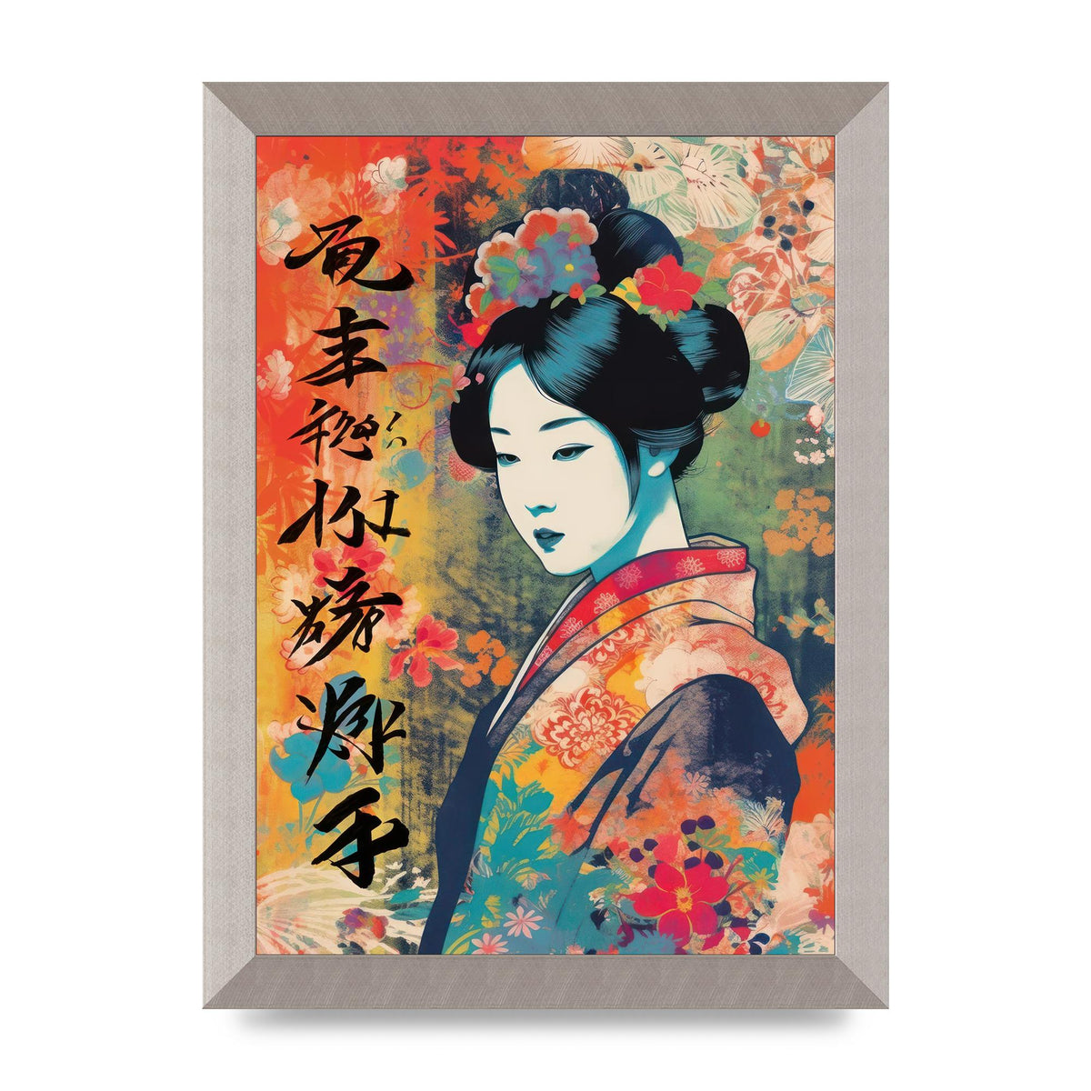 Woman in Kimono Seasonal Transition Print