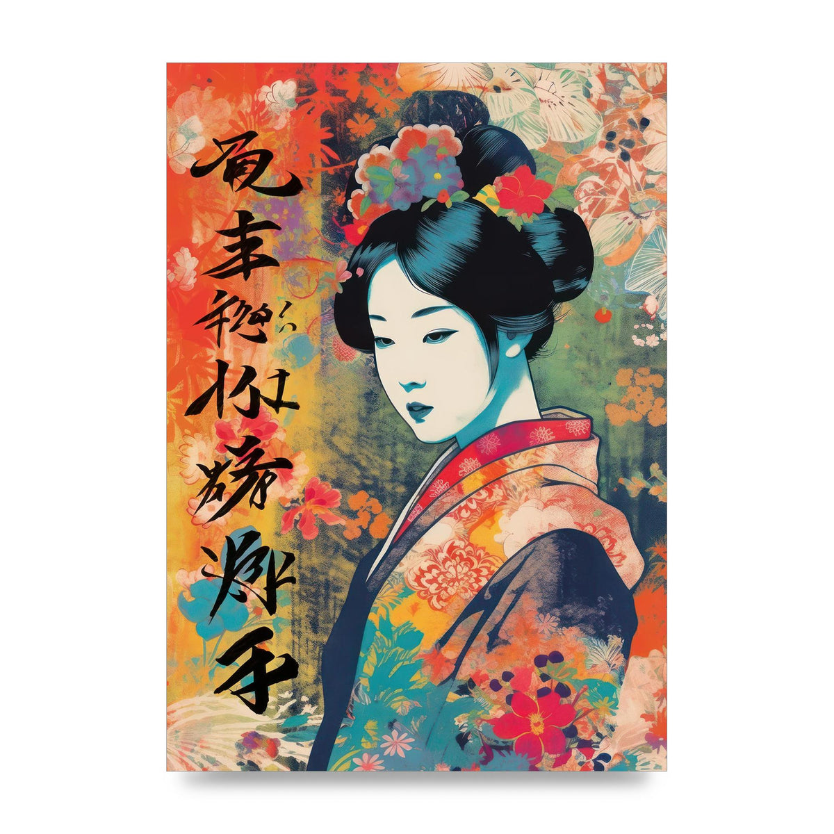 Woman in Kimono Seasonal Transition Print
