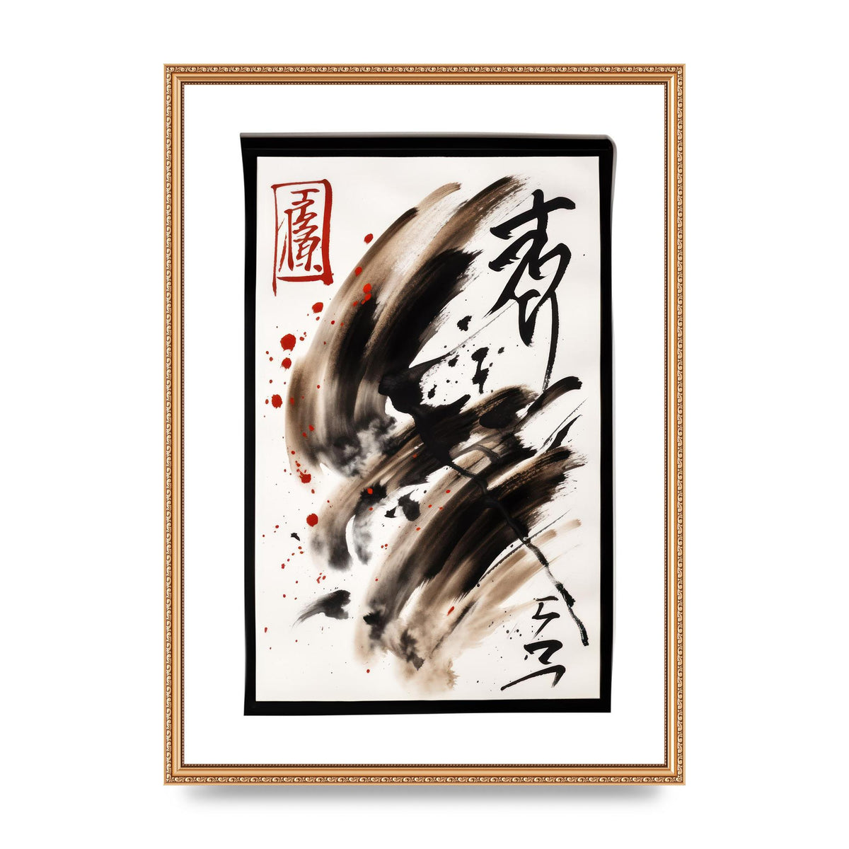 Detailed Traditional Japanese Calligraphy