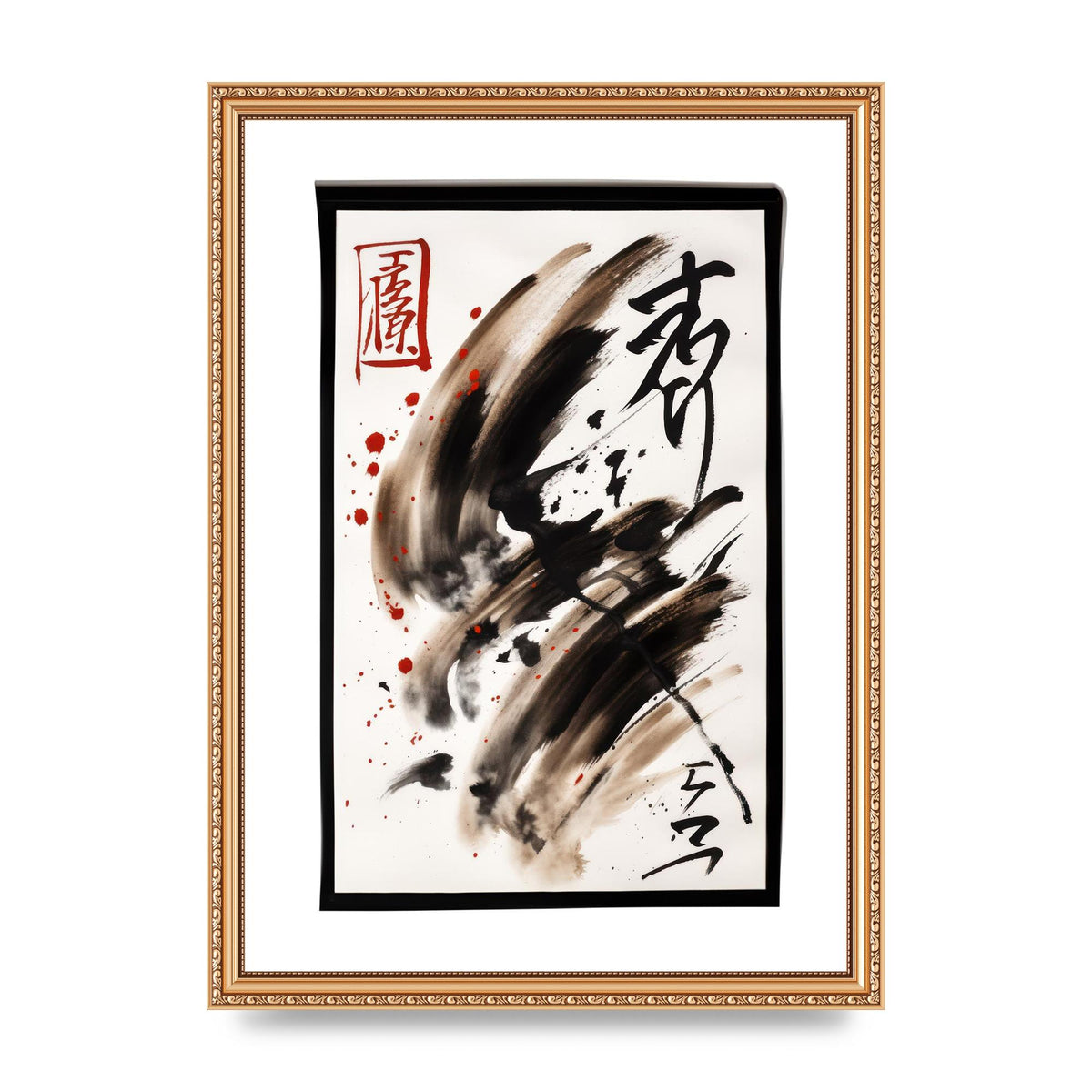 Detailed Traditional Japanese Calligraphy