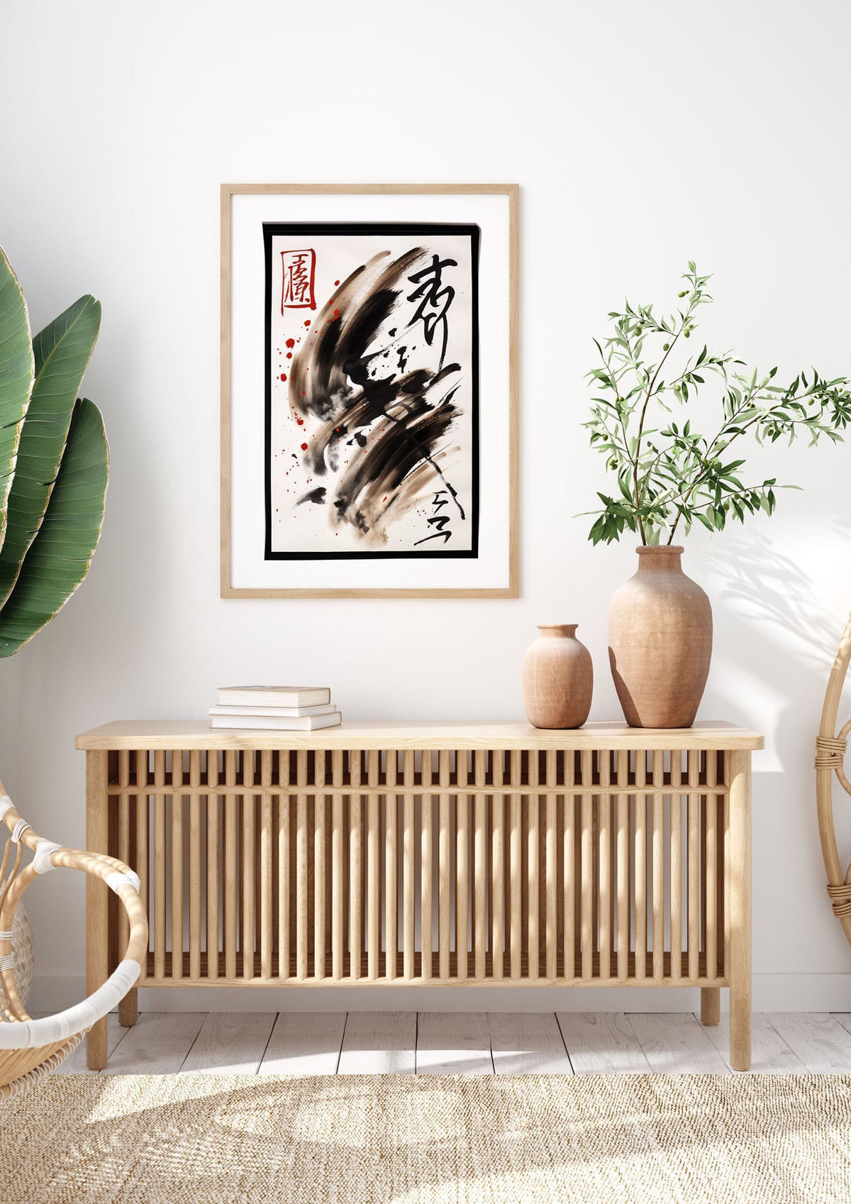 Detailed Traditional Japanese Calligraphy