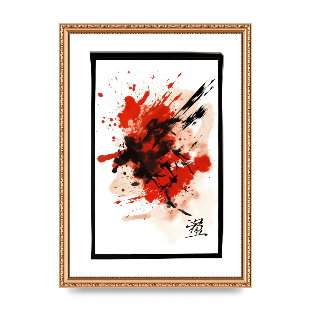 Traditional Japanese Calligraphy with Bold Strokes