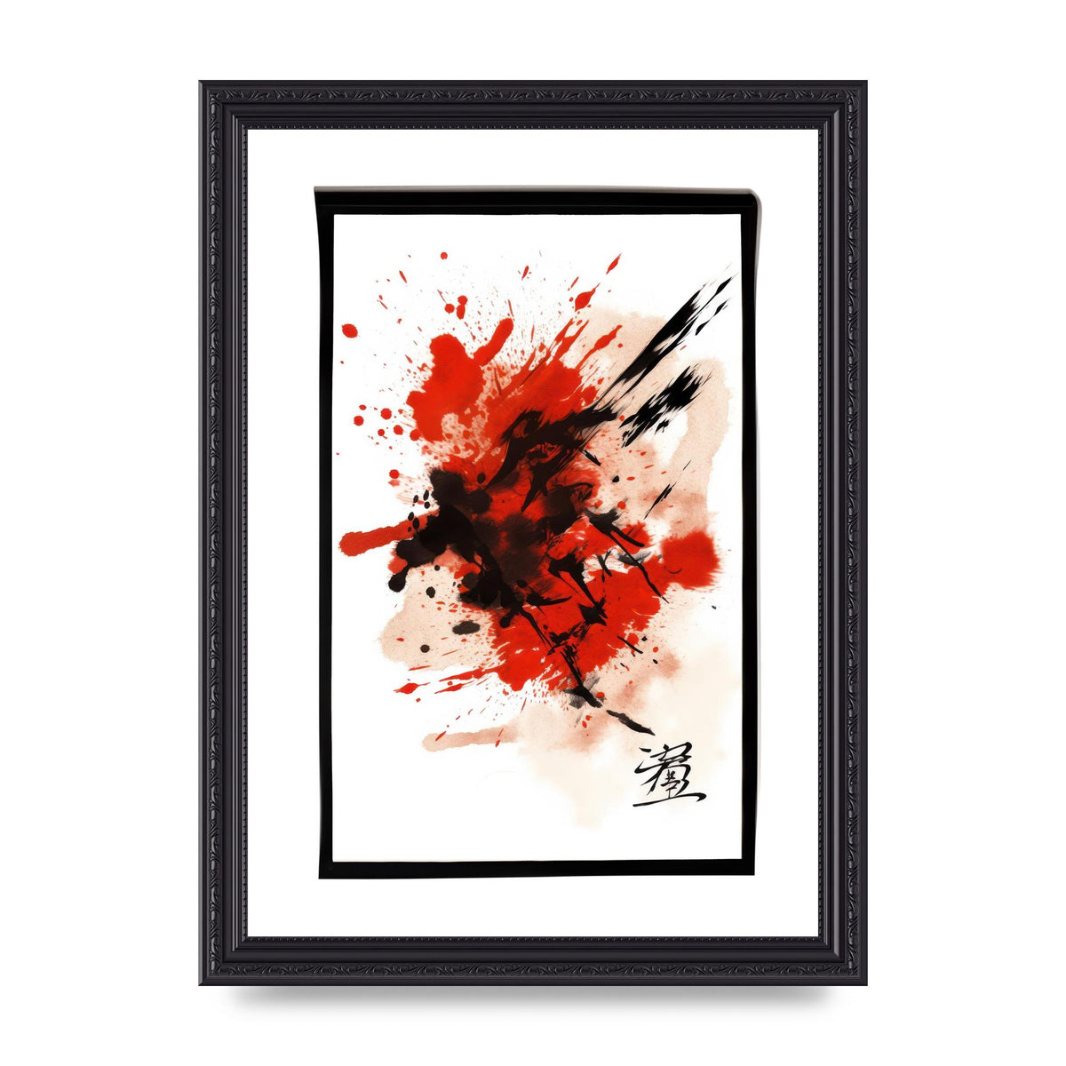 Traditional Japanese Calligraphy with Bold Strokes