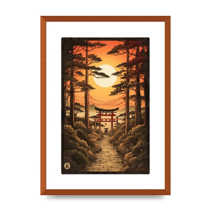 Breathtaking Path Woodblock with Torii Gates