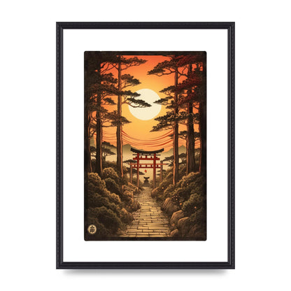 Breathtaking Path Woodblock with Torii Gates