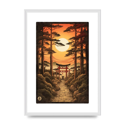 Breathtaking Path Woodblock with Torii Gates