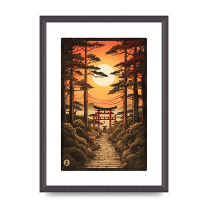 Breathtaking Path Woodblock with Torii Gates