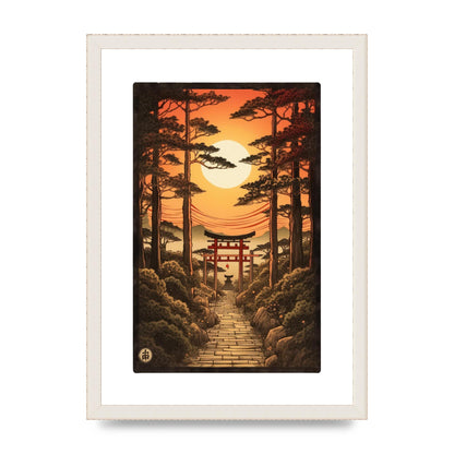 Breathtaking Path Woodblock with Torii Gates