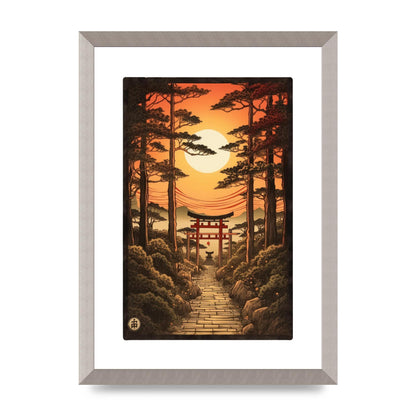 Breathtaking Path Woodblock with Torii Gates