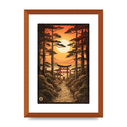Breathtaking Path Woodblock with Torii Gates