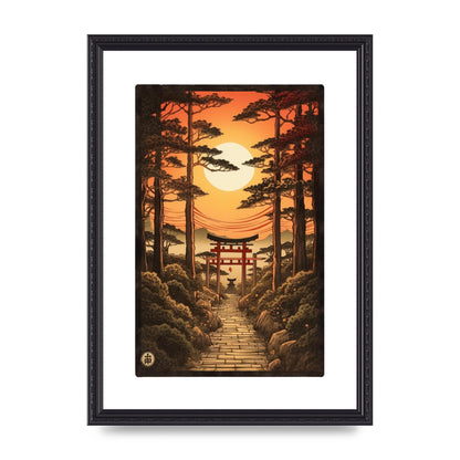 Breathtaking Path Woodblock with Torii Gates