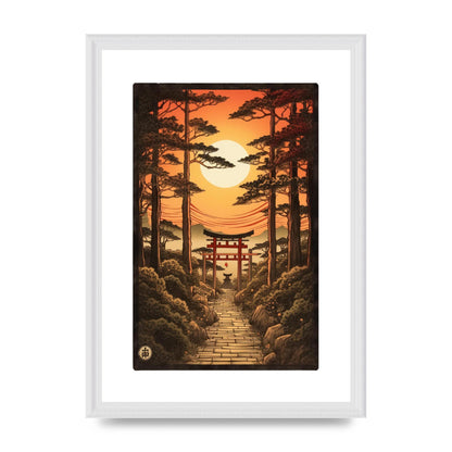 Breathtaking Path Woodblock with Torii Gates