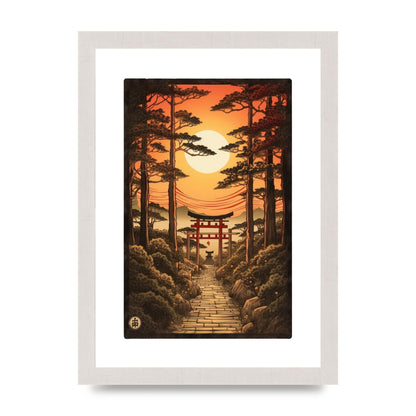 Breathtaking Path Woodblock with Torii Gates