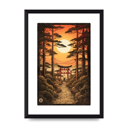 Breathtaking Path Woodblock with Torii Gates