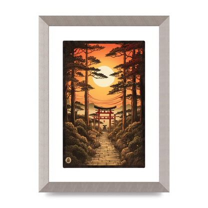 Breathtaking Path Woodblock with Torii Gates