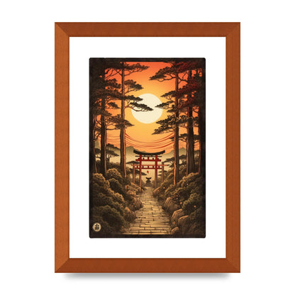 Breathtaking Path Woodblock with Torii Gates