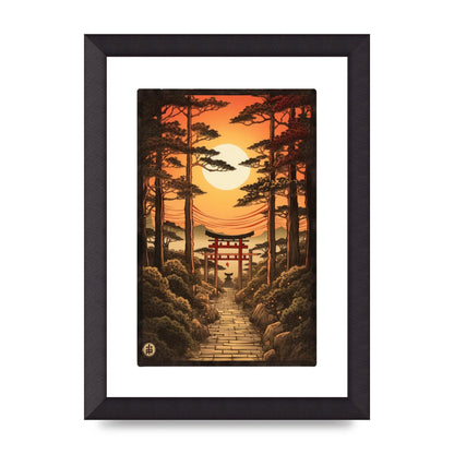 Breathtaking Path Woodblock with Torii Gates